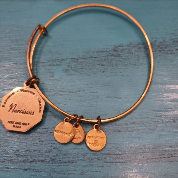 Alex and Ani Enamel Narcissus Flower Charm Bangle - Picture 3 of 6